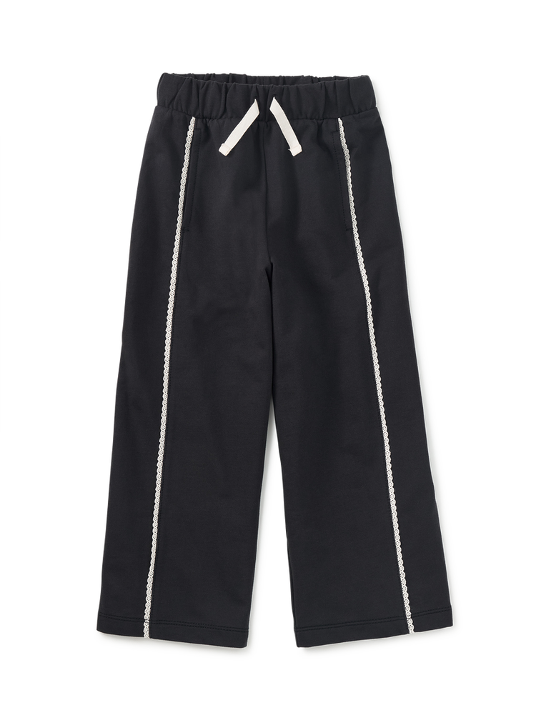 Jet Black Lace Trim Track Pants