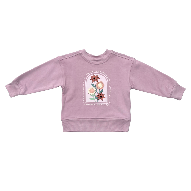 Crochet Flower Boxy Sweatshirt