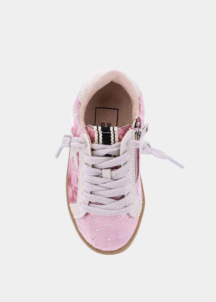 Kids Paula Mini Rose Velvet Sneaker