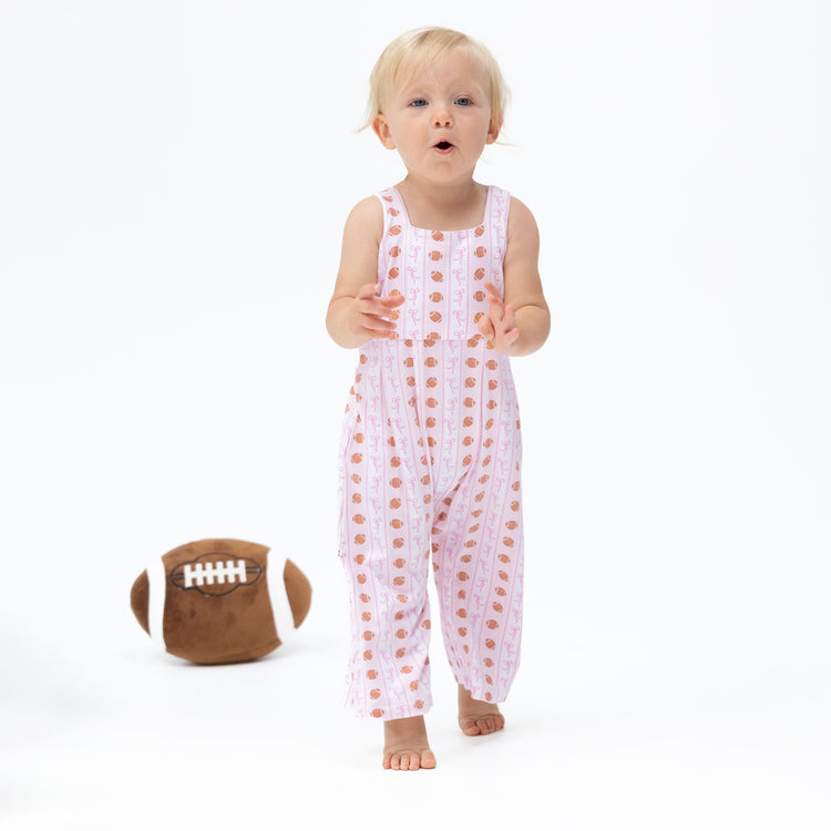 Football Bow Stripe Wide Leg Jumpsuit