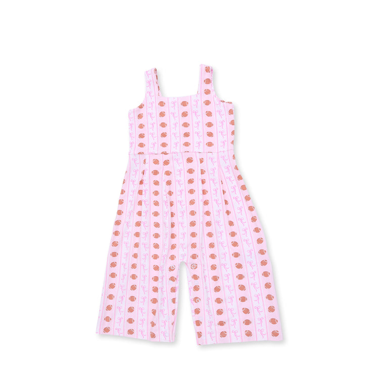 Football Bow Stripe Wide Leg Jumpsuit