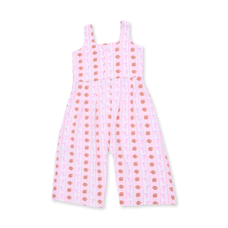 Football Bow Stripe Wide Leg Jumpsuit