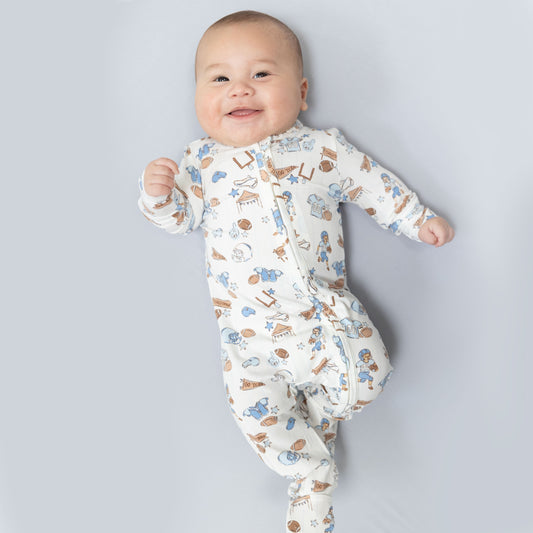 Football Nursery 2 Way Zipper Footie