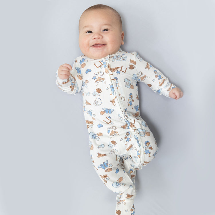 Football Nursery 2 Way Zipper Footie