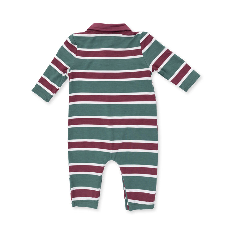 Rugby Stripe Green Polo Romper
