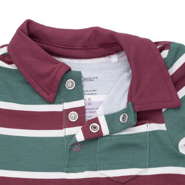 Rugby Stripe Green Polo Romper