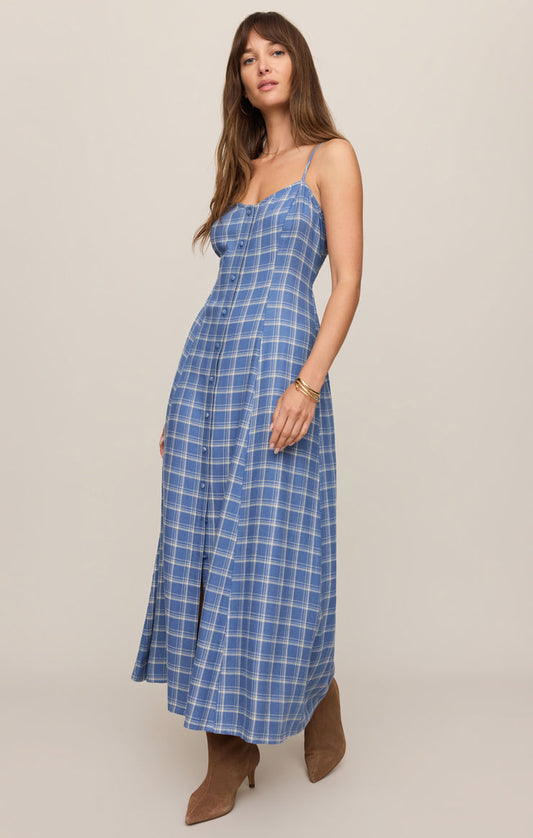 Angel Eyes Plaid Midi Dress