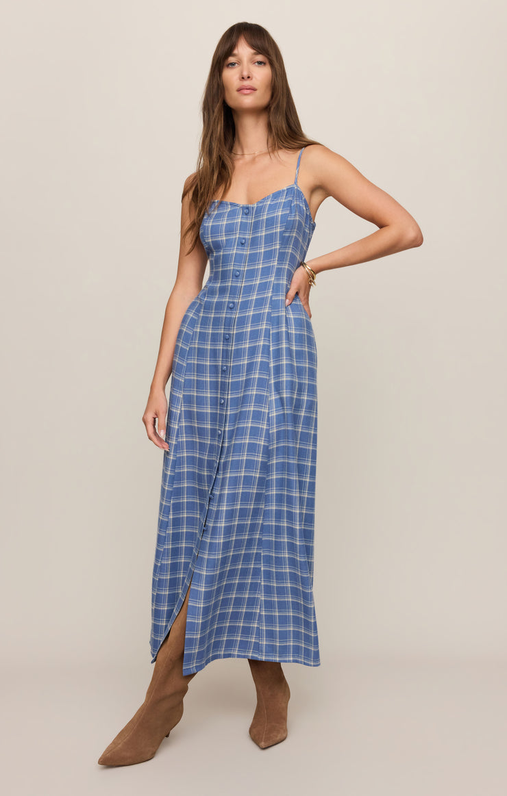 Angel Eyes Plaid Midi Dress