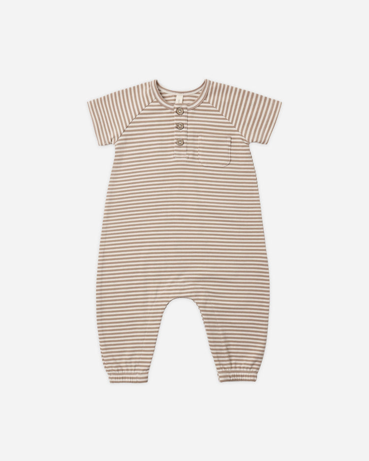 Almond Stripe Short Sleeve Jumpsuit