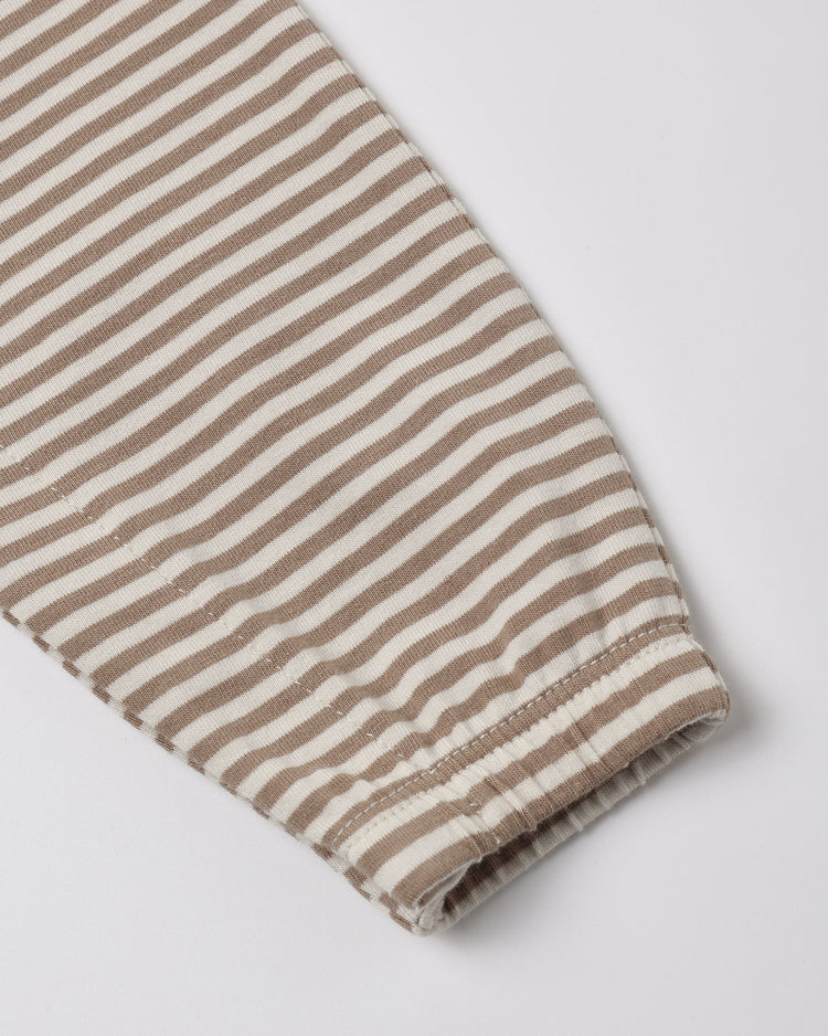 Almond Stripe Short Sleeve Jumpsuit