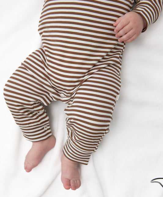 Chocolate Stripes Sweatshirt Polo Romper