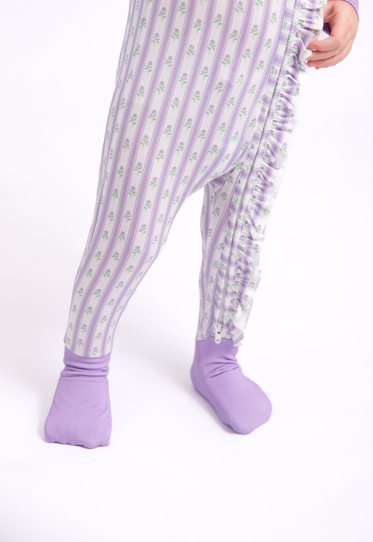 Lilac Ribbons LS Zip PJ's