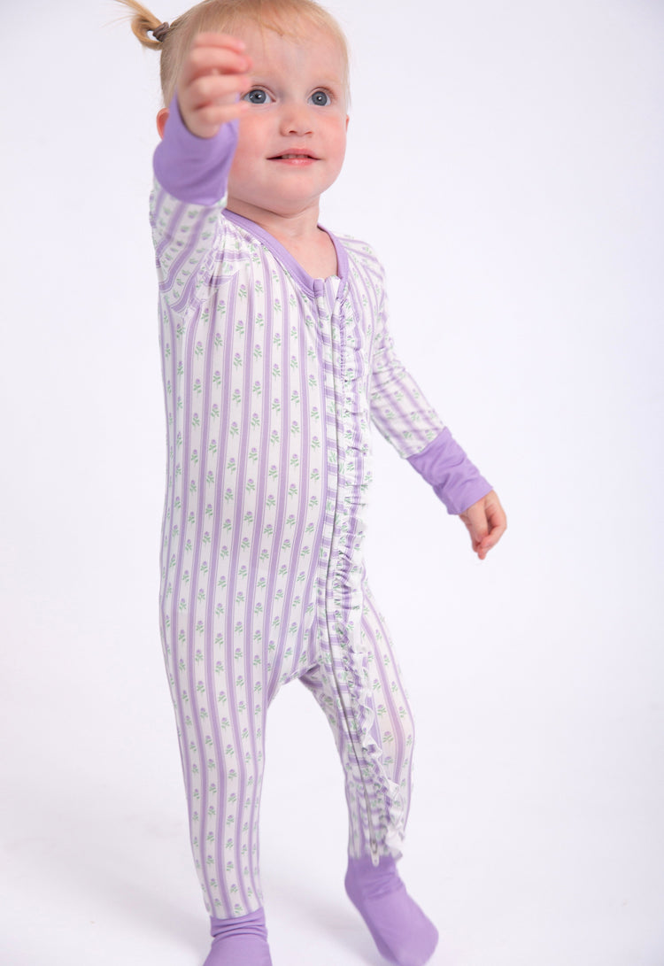 Lilac Ribbons LS Zip PJ's