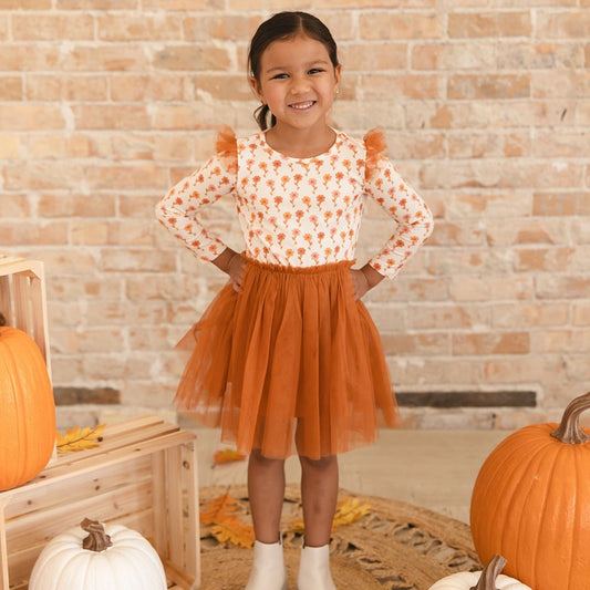 Cinnamon Floral LS Tutu Dress