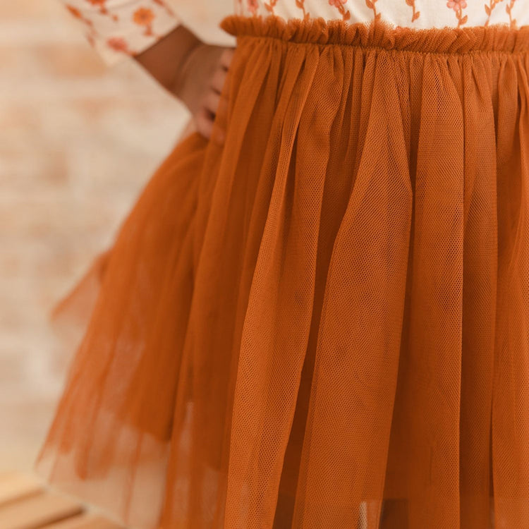 Cinnamon Floral LS Tutu Dress