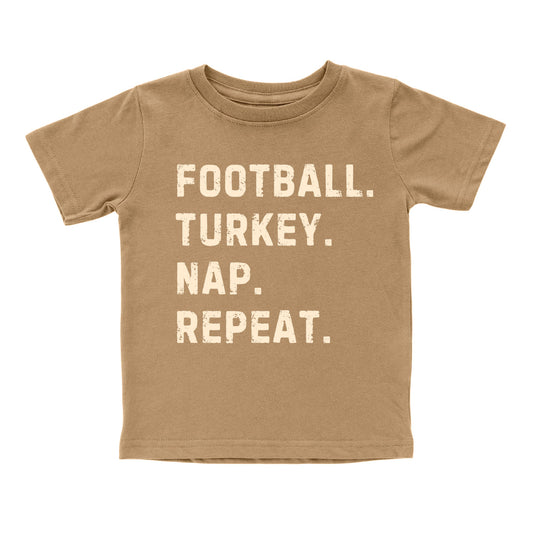 Football Turkey Nap Repeat Thanksgiving SS T-Shirt