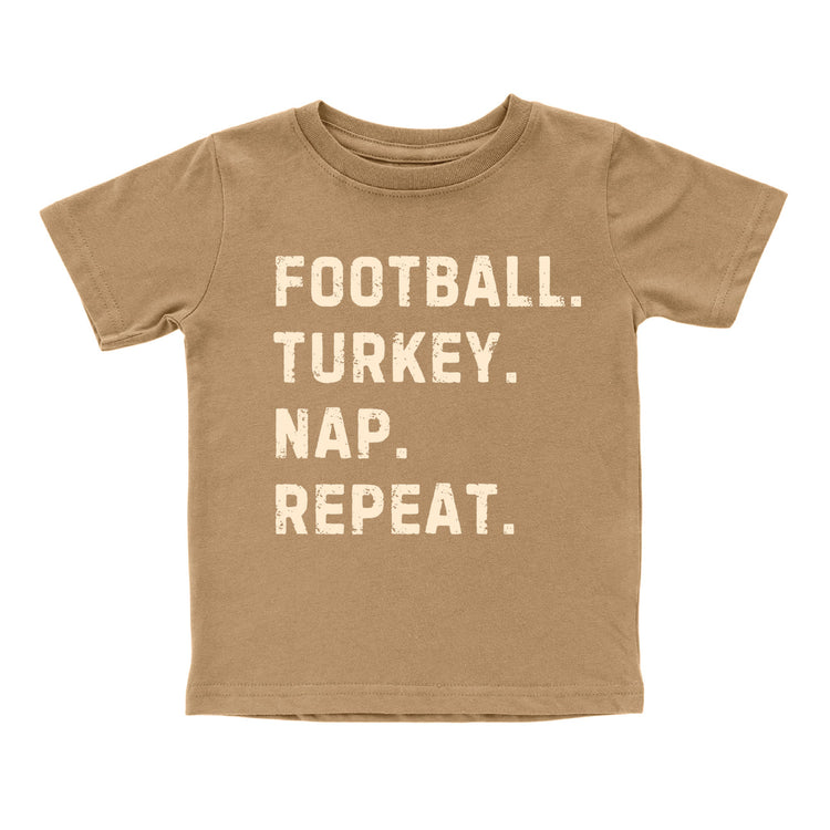 Football Turkey Nap Repeat Thanksgiving SS T-Shirt