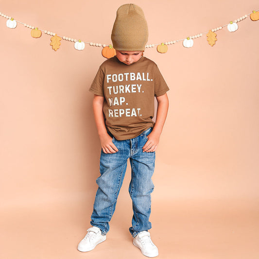 Football Turkey Nap Repeat Thanksgiving SS T-Shirt