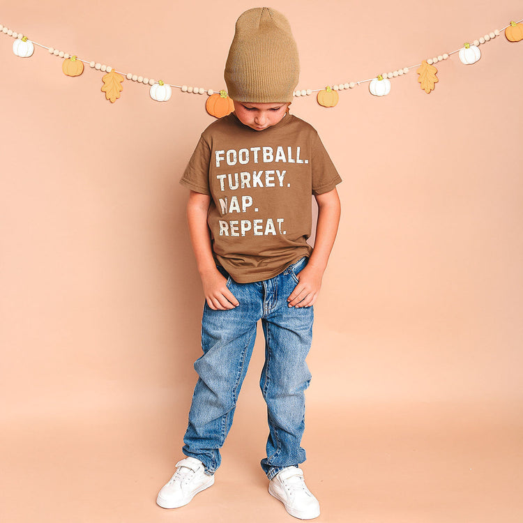 Football Turkey Nap Repeat Thanksgiving SS T-Shirt