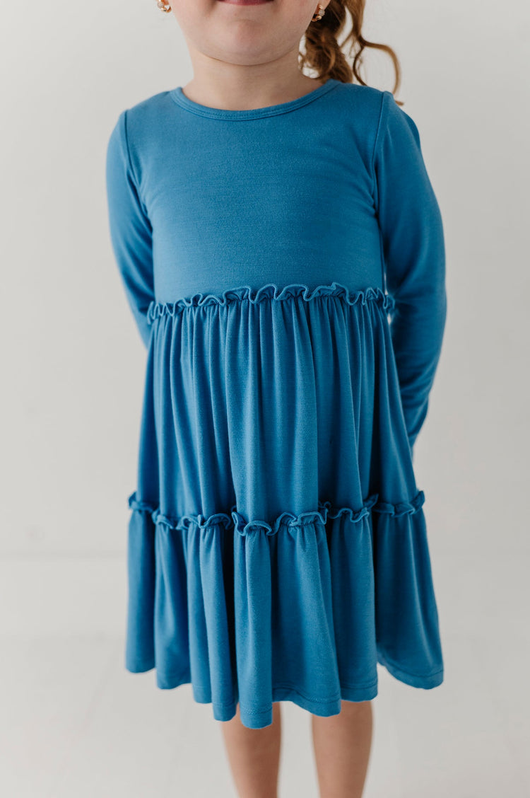 Stonewash LS Double Tiered Dress
