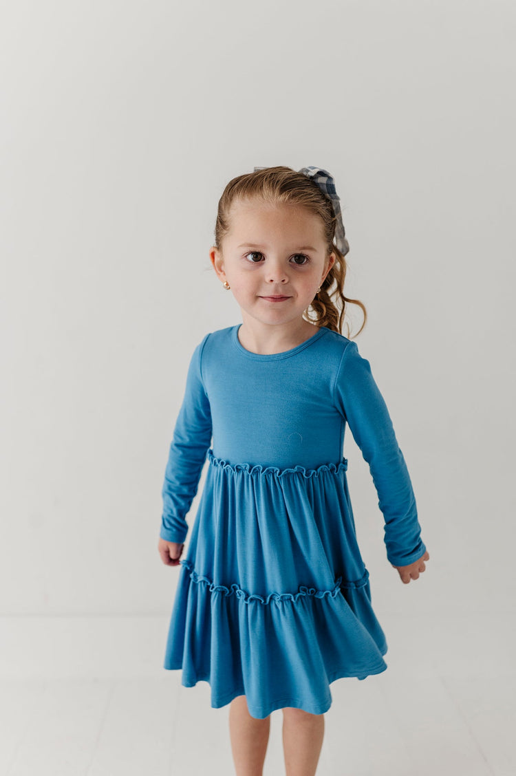 Stonewash LS Double Tiered Dress