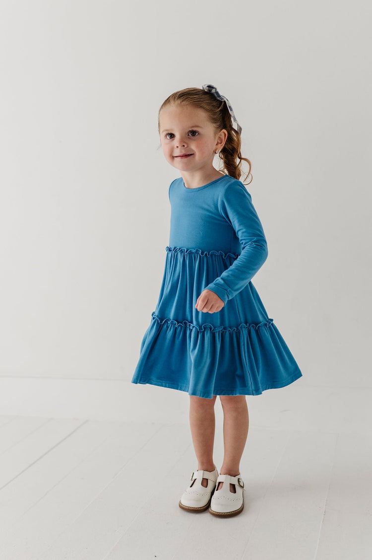 Stonewash LS Double Tiered Dress