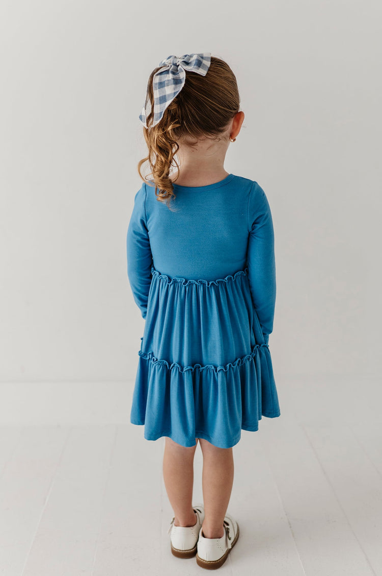 Stonewash LS Double Tiered Dress