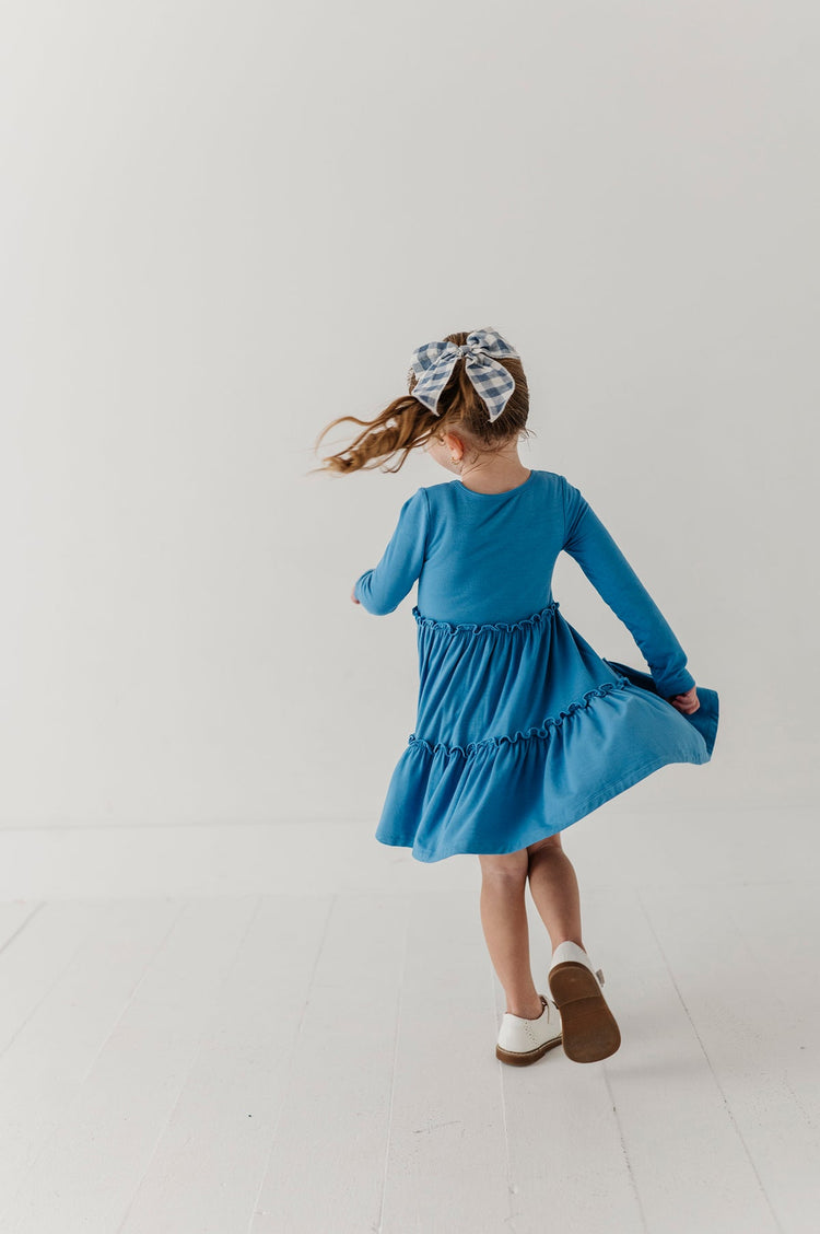 Stonewash LS Double Tiered Dress