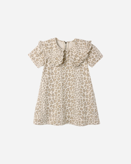 Leopard Collared Denim Mini Dress
