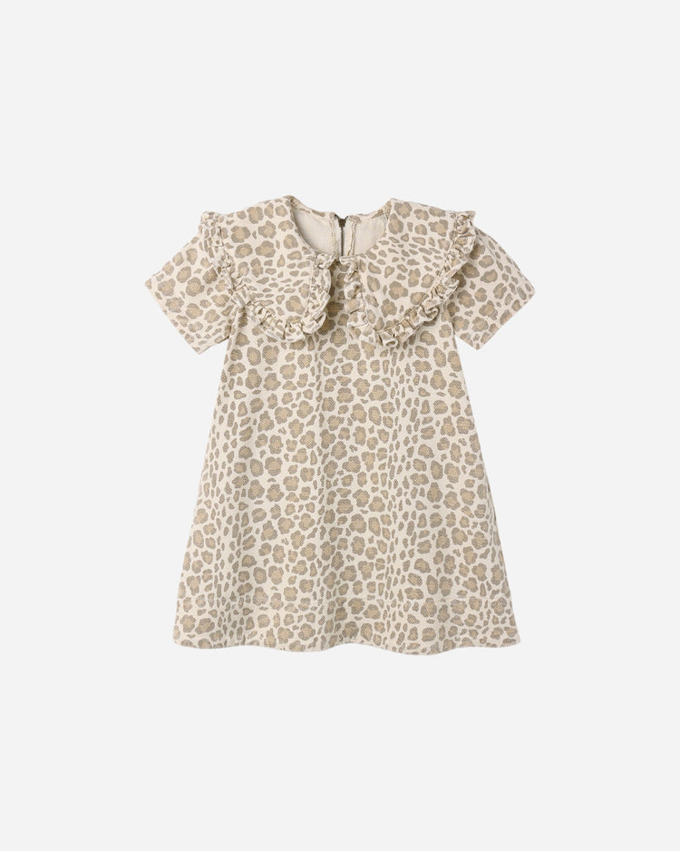 Leopard Collared Denim Mini Dress