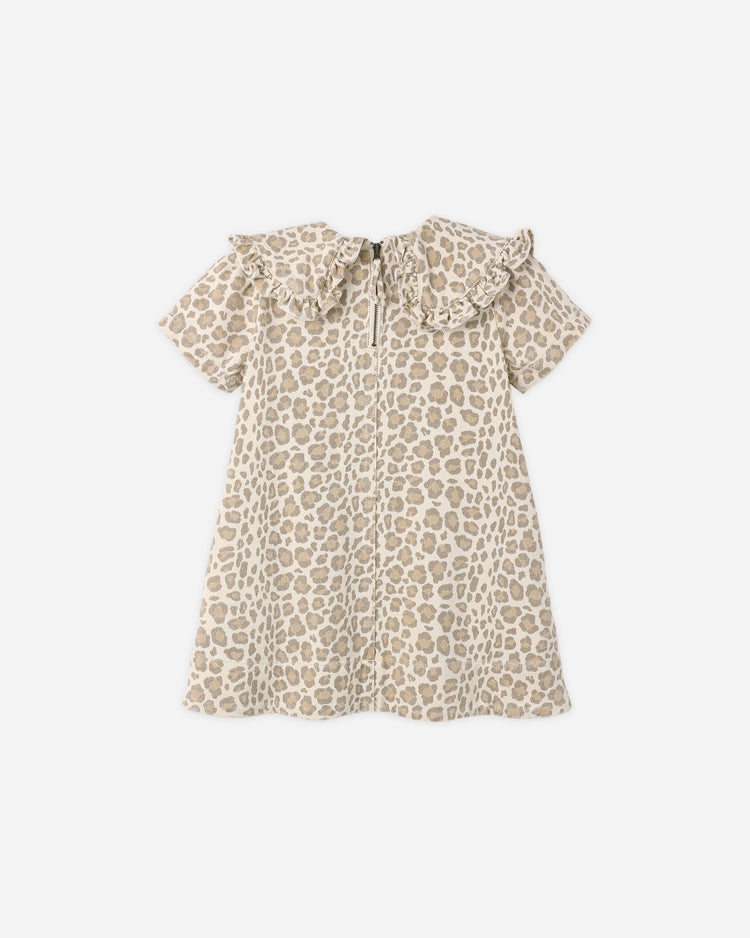 Leopard Collared Denim Mini Dress