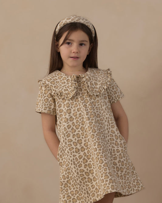 Leopard Collared Denim Mini Dress