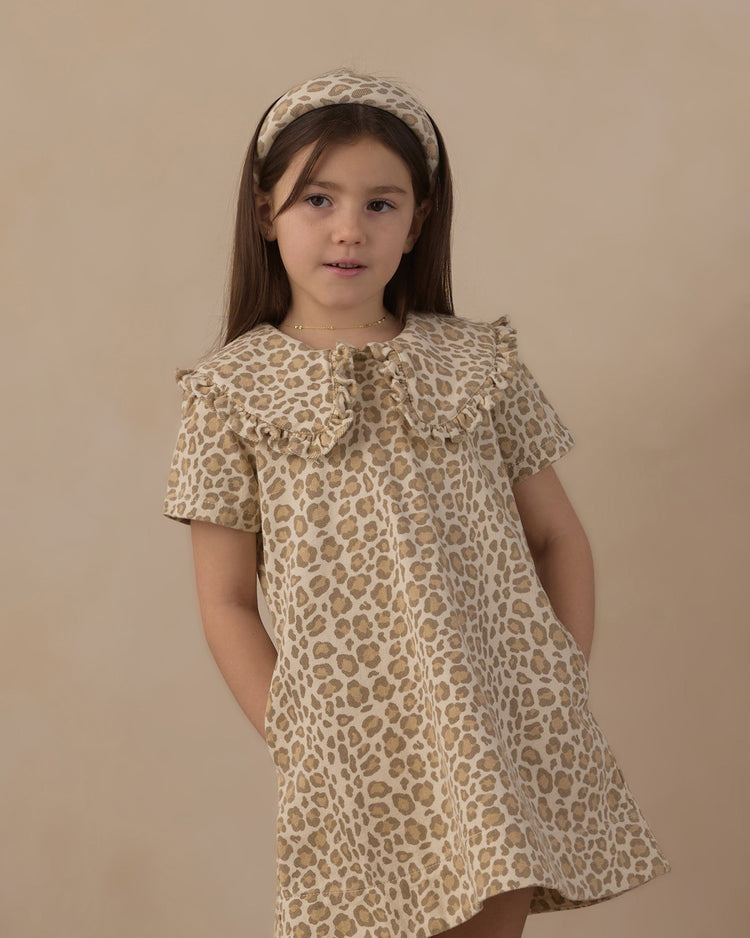 Leopard Collared Denim Mini Dress