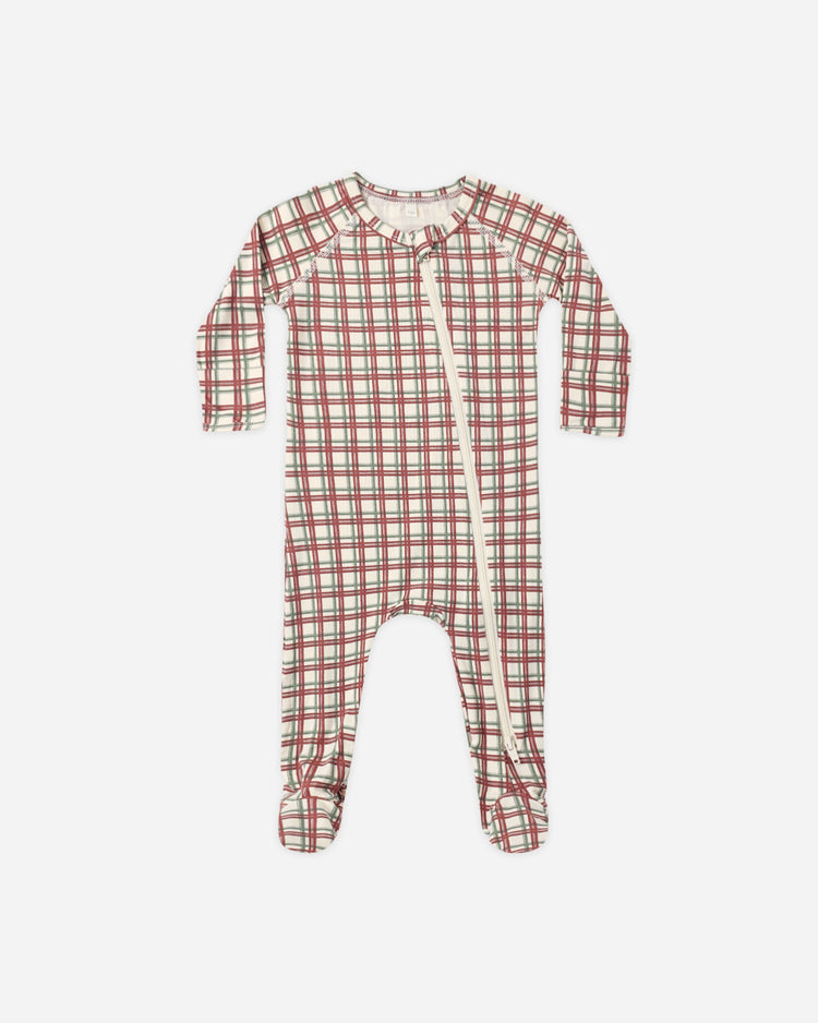 Redwood Check Bamboo Zip Footie