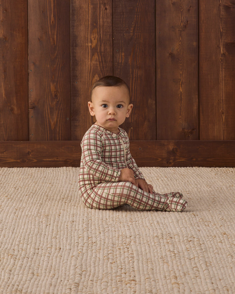 Redwood Check Bamboo Zip Footie