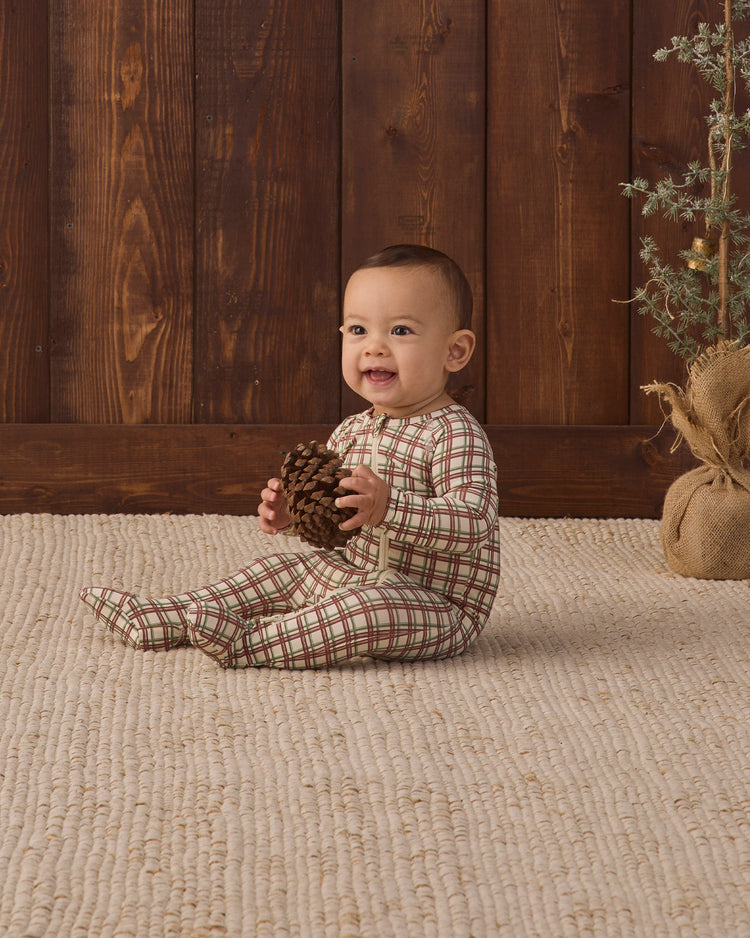 Redwood Check Bamboo Zip Footie