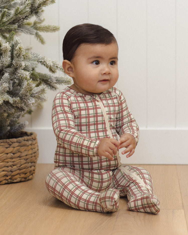 Redwood Check Bamboo Zip Footie