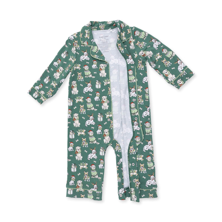 Christmas Dogs Uni-LS Coat Style Romper