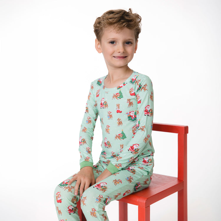 Vintage Reindeer & Santa Uni-LS PJ Set