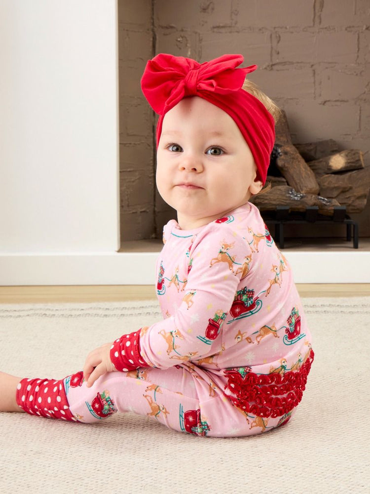 Pink Reindeer Sleigh Ride Convertible Ruffle One Piece