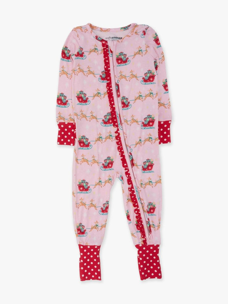 Pink Reindeer Sleigh Ride Convertible Ruffle One Piece