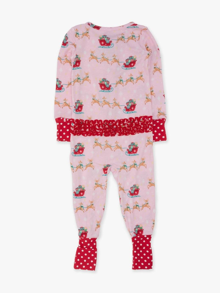 Pink Reindeer Sleigh Ride Convertible Ruffle One Piece