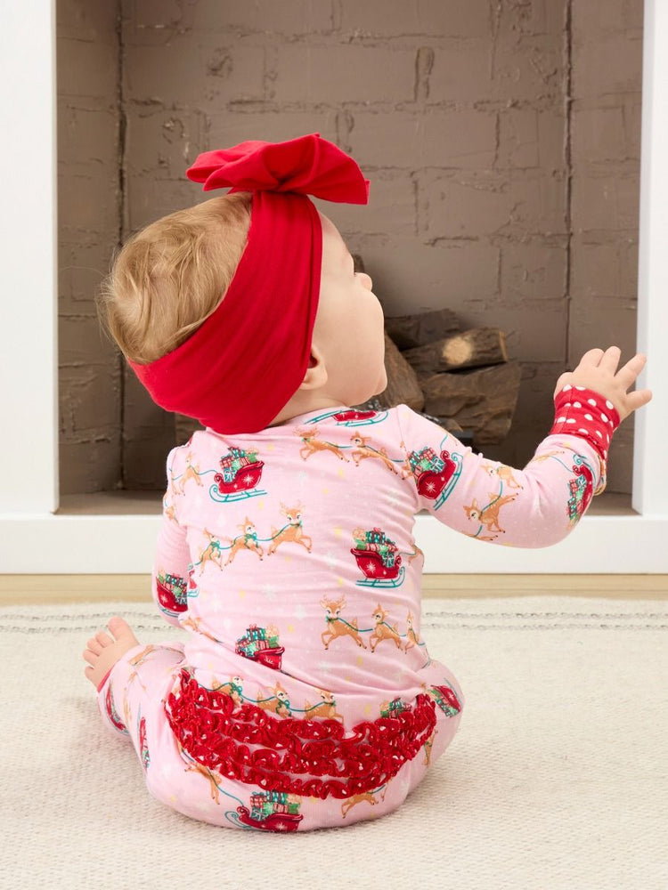 Pink Reindeer Sleigh Ride Convertible Ruffle One Piece