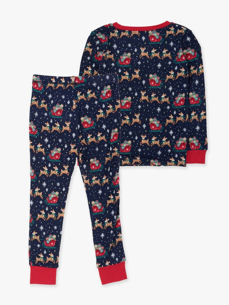 Navy Reindeer Sleigh Ride LS PJ Set