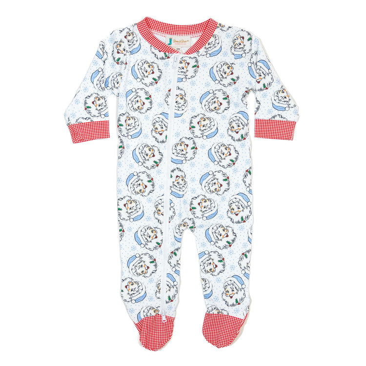 Vintage Blue Santa Footie Pajamas