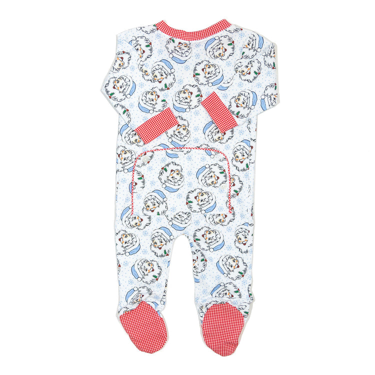 Vintage Blue Santa Footie Pajamas