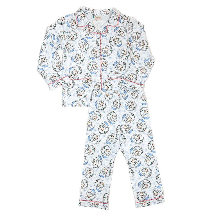 Vintage Blue Santa Button-Up Pajamas
