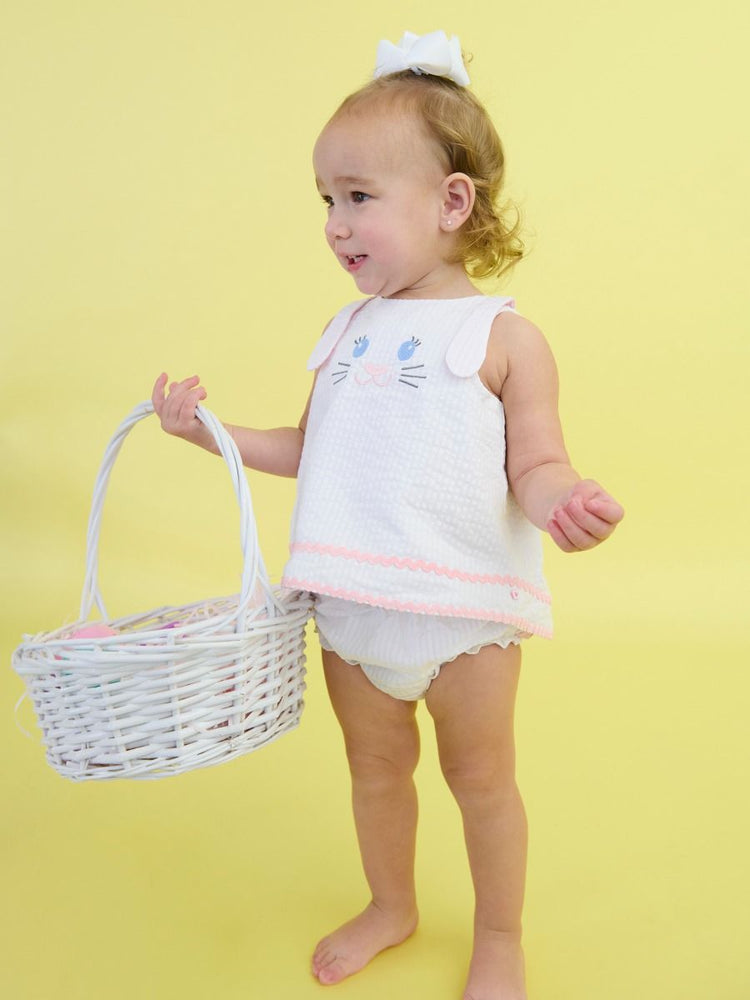 Pink Bunny Ears Seersucker Swing Top & Bloomer