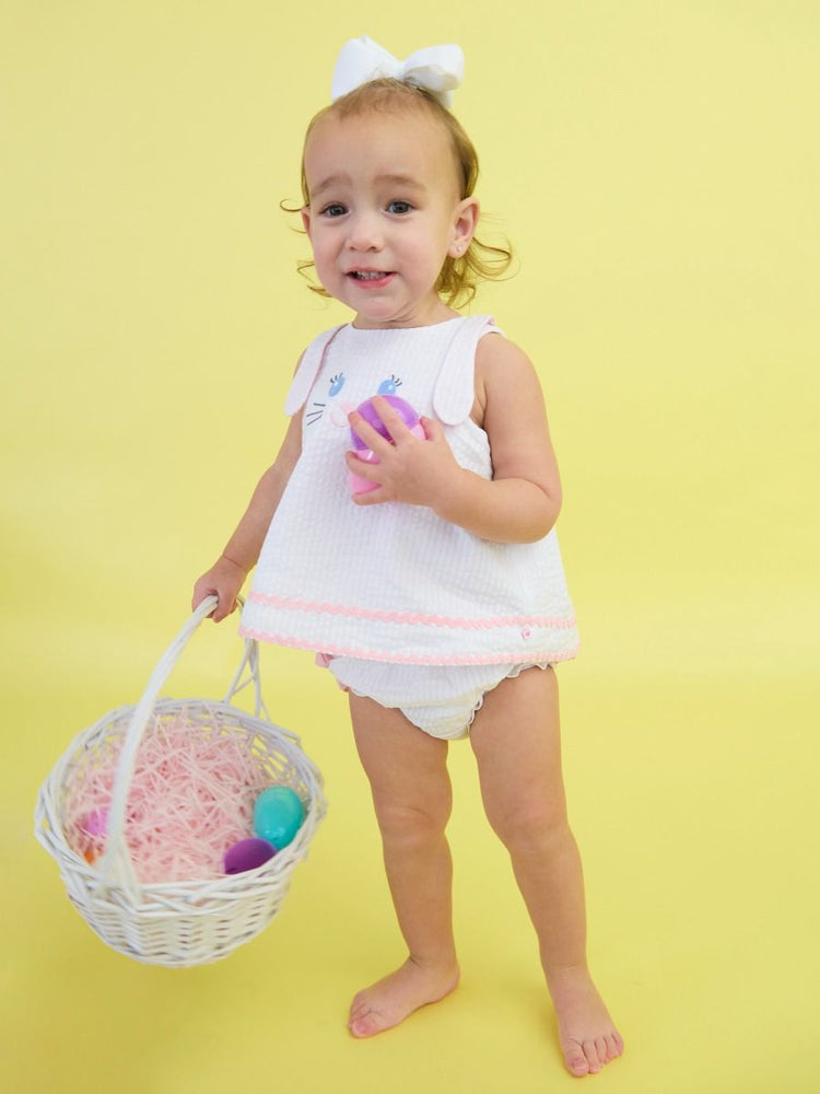 Pink Bunny Ears Seersucker Swing Top & Bloomer
