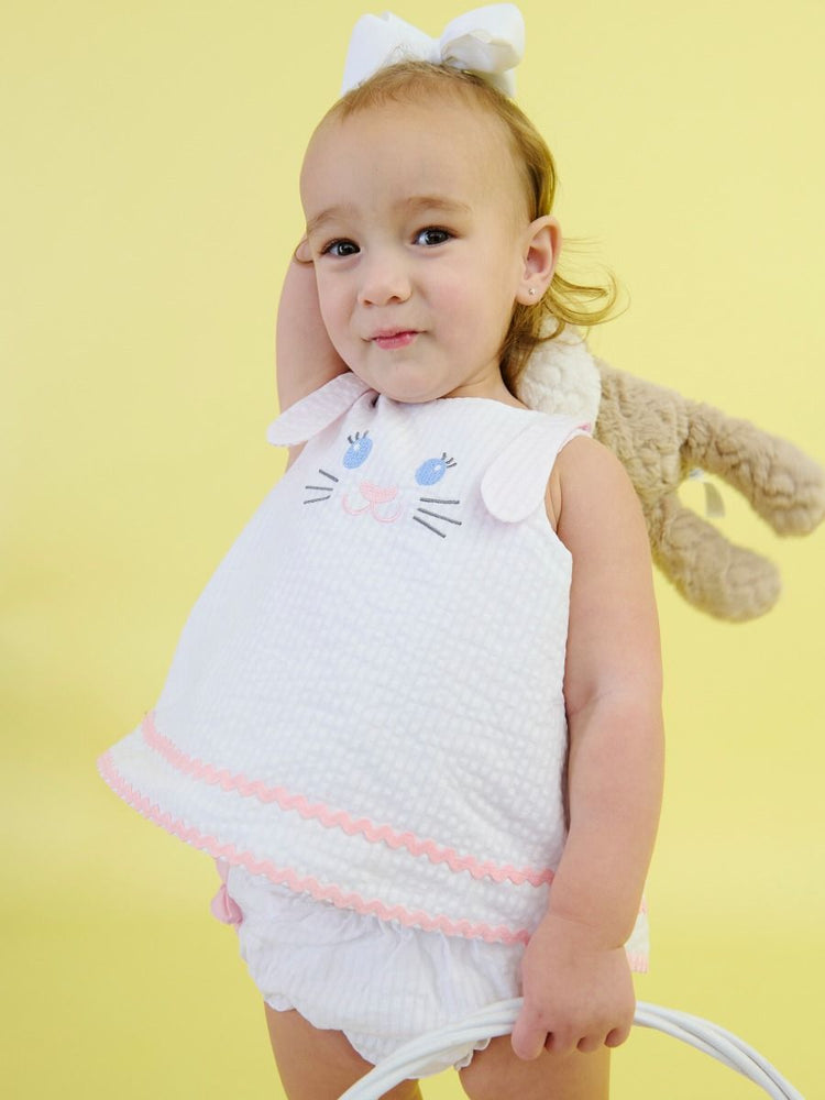 Pink Bunny Ears Seersucker Swing Top & Bloomer